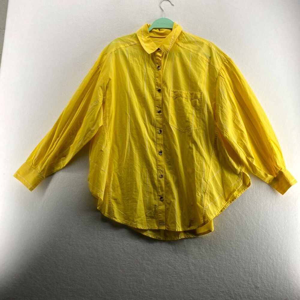 We The Free Cotton Button Up Long Sleeve‎ Shirt Mens Size S Yellow